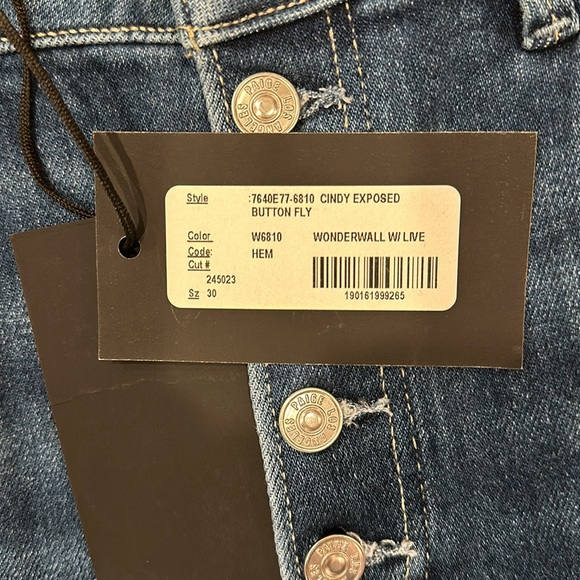 Paige Cindy High Rise Straight Ankle Raw Hem Buttonfly Jeans - Picture 8 of 8